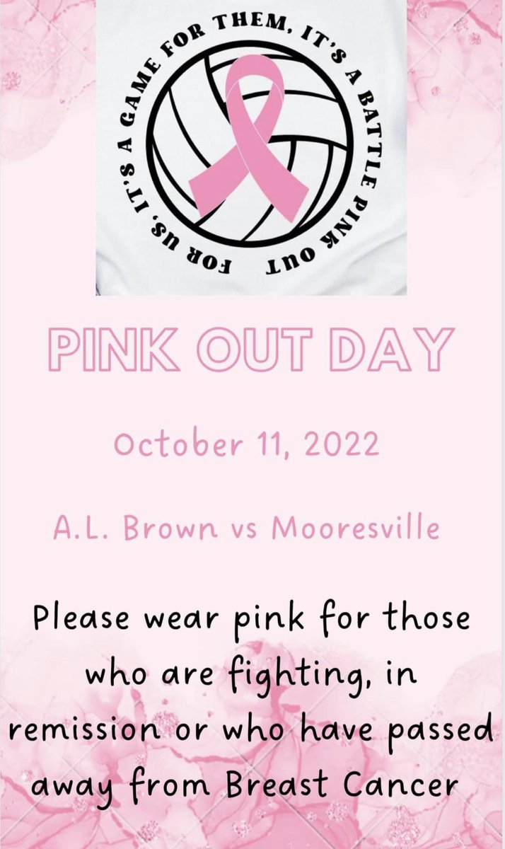 💗🏐 PINK OUT 🏐💗

💗Game #20 at Home against Mooresville💗

🏐Tuesday, Oct 11th! 
🏐JV starts at 4:30
🏐Varsity plays after