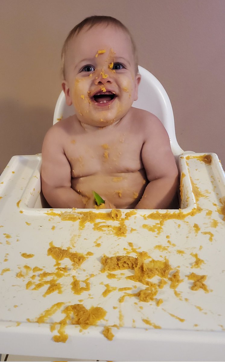 My chunkster loves to try new foods!  It's hard to believe he only weighs 6 lbs  less than his big brother.  😱😍

#babyboy #food #babyfood #foodie #chunky #ilikethembigilikethemchunky #foodporn #tank #baby #cute #boymom #inlove #obssesed #breastfeedingmom
