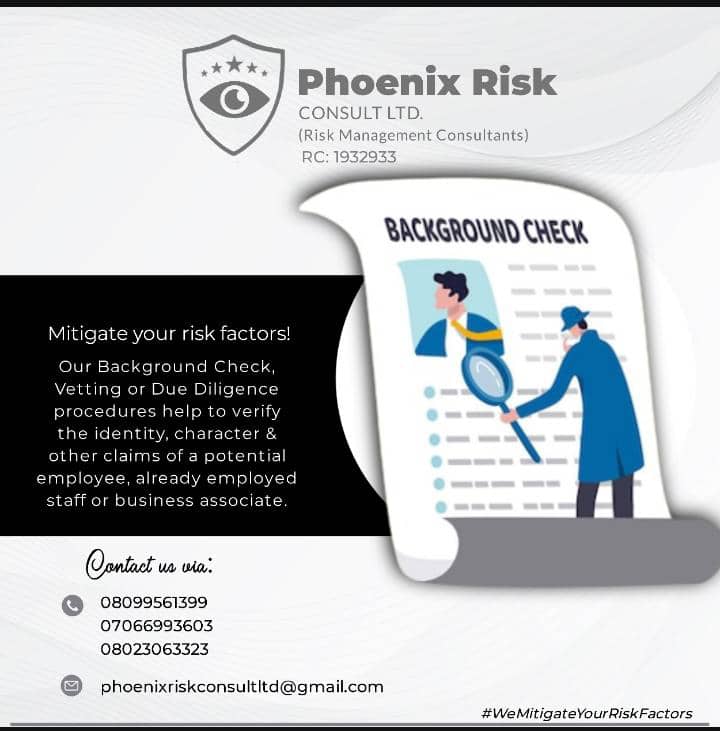 Michael_SamWobo's tweet photo. Mitigate Your Risk Factors by verifying the claims of your potential/present staff, tenants, business associates & partners.
#IdentityTheft
#FalseClaims
#CertificateForgery
#CelebrityKidnapper
@Orizontal_Ltd
@PoliceNG
@BenHundeyin
@Gidi_Traffic
@HRempScreening https://t.co/1XpFGlomN1