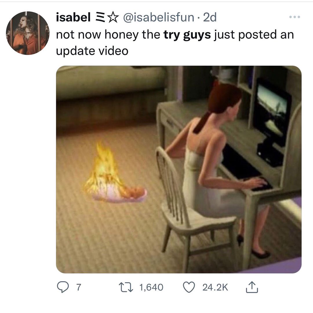 tryguys's tweet image. Some favorite tweets about nothing in particular.