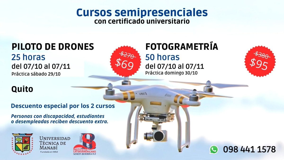 InstiSr's tweet photo. 🔵🔴 #Quito ¡Inscríbete!
Aprende a pilotar #𝗗𝗿𝗼𝗻𝗲𝘀 manera segura y profesional y a procesar modelos en #3D.
#𝗖𝘂𝗿𝘀𝗼𝘀 con certificado ✅ universitario.
👩🏽‍💻 Drones: https://t.co/g5uf6YoMdQ
👨🏾‍💻 Fotogrametría: https://t.co/z52jrdJ8CJ
🤳 Whatsapp: https://t.co/FHJl4NBB06 https://t.co/tvTFn08OuI
