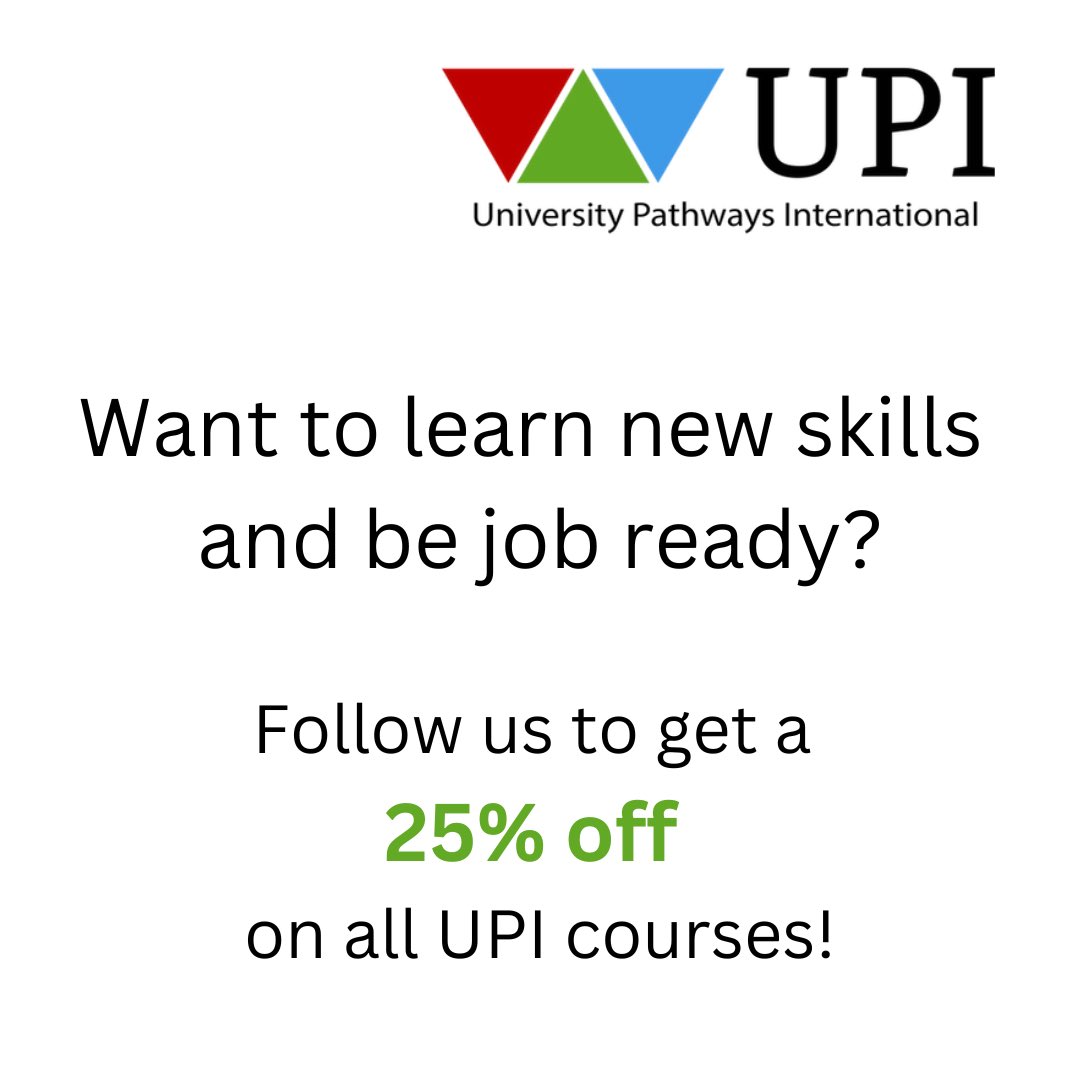 upiglobale's tweet photo. UPI is running a limited time offer to get 25% off on all our courses. 
All you have to do is follow us and we’ll send you a code!📖
#onlineeducation #learnskills #newskills #internationalstudents #upistudy https://t.co/vHoaU5rp6I