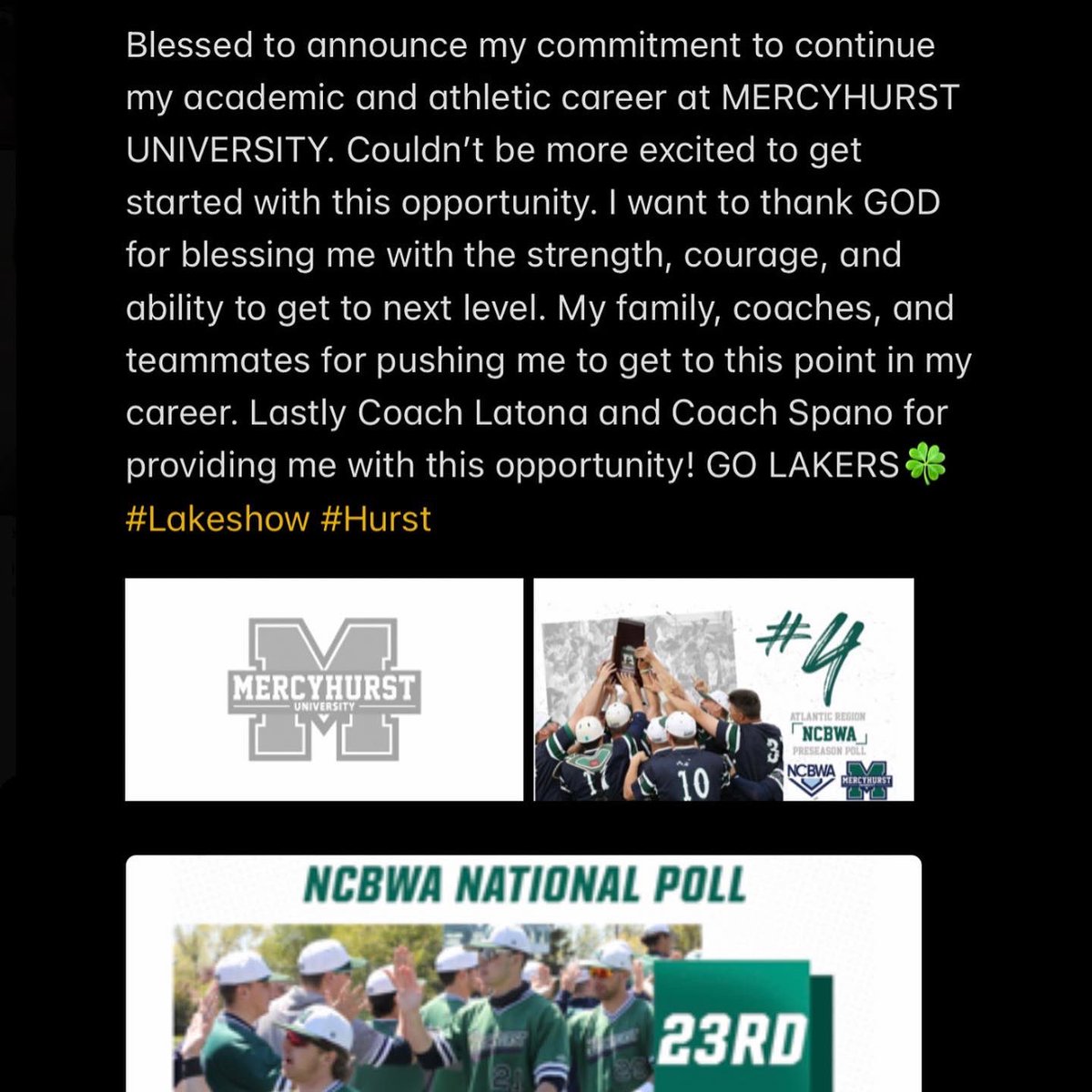 NEXT 4🍀 
<a href="/HurstBaseball/">Mercyhurst Baseball</a>