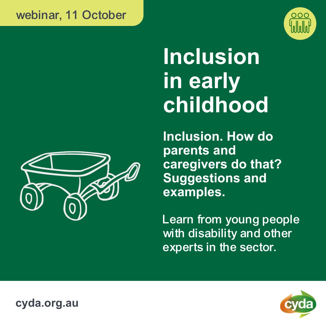 CydaAu's tweet photo. Are you a parent of caregiver of a young child with disability? We'd love to see you at our webinar where you can learn about inclusion from young #PWD and other experts in the sector. #Inclusion #Disability #EarlyChildhood
Register here: https://t.co/e3DFyAzmsB https://t.co/0dcDGcDxY4