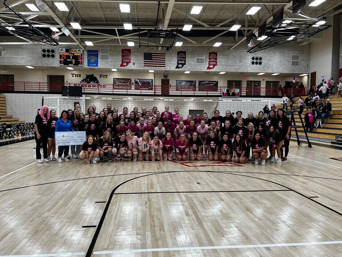 warriorvba's tweet photo. Special thanks to all the volunteers from Northwood and Wawasee who put on a great Pink Out event tonight.  $8013 raised for Goshen Center for Cancer Care! https://t.co/0hYeOExWuC