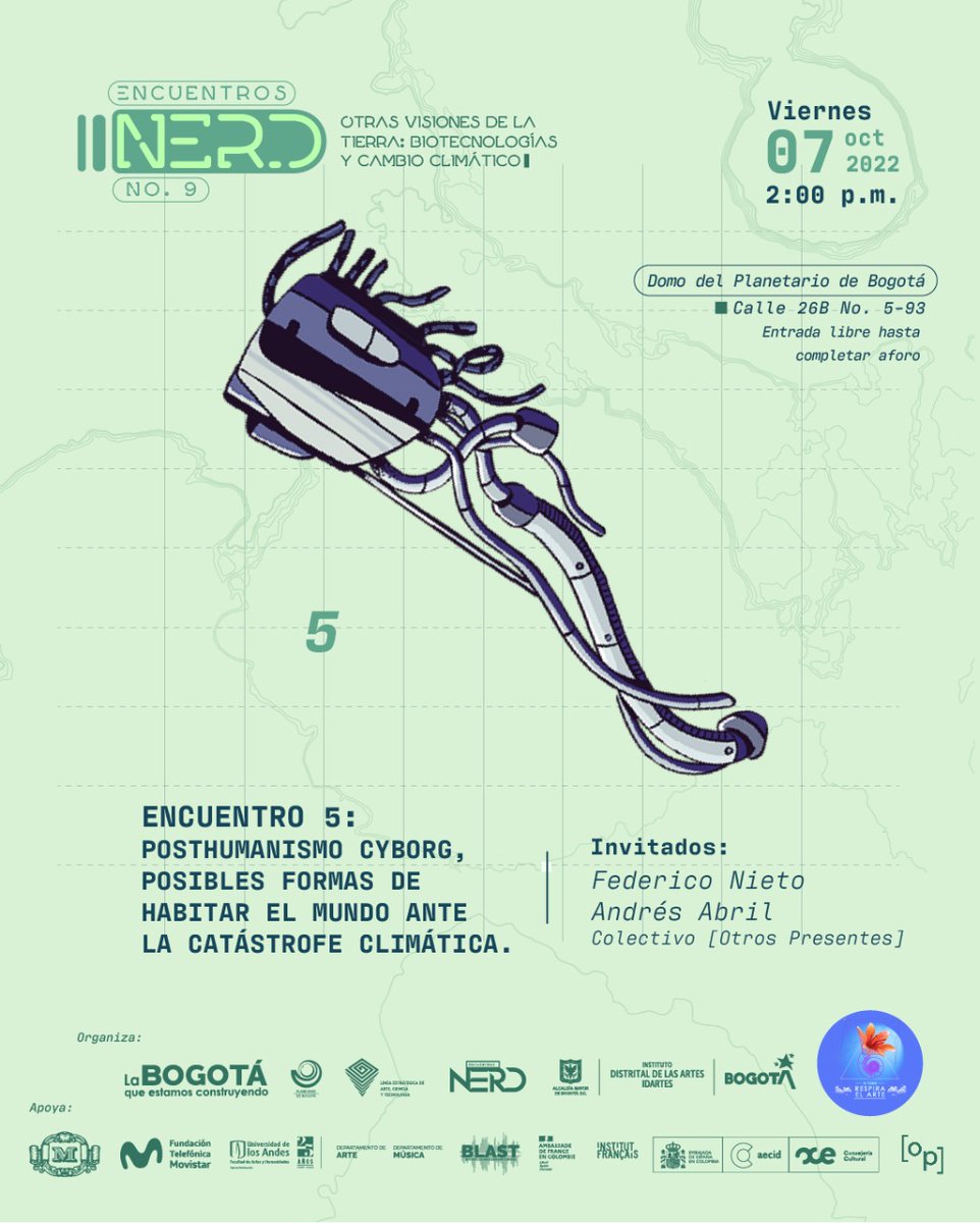 OtrosPresentes's tweet photo. Mañana Viernes 7 de Octubre a las 2:00 p.m., Andrés Abril y Federico Nieto estarán conversando dentro del marco de los Encuentros Nerd del Planetario de Bogotá (@planetariobta). La conversación girará en torno al posthumanismo, el horizonte de extinción humana y más 🤖 https://t.co/FpxDCtK2Qe
