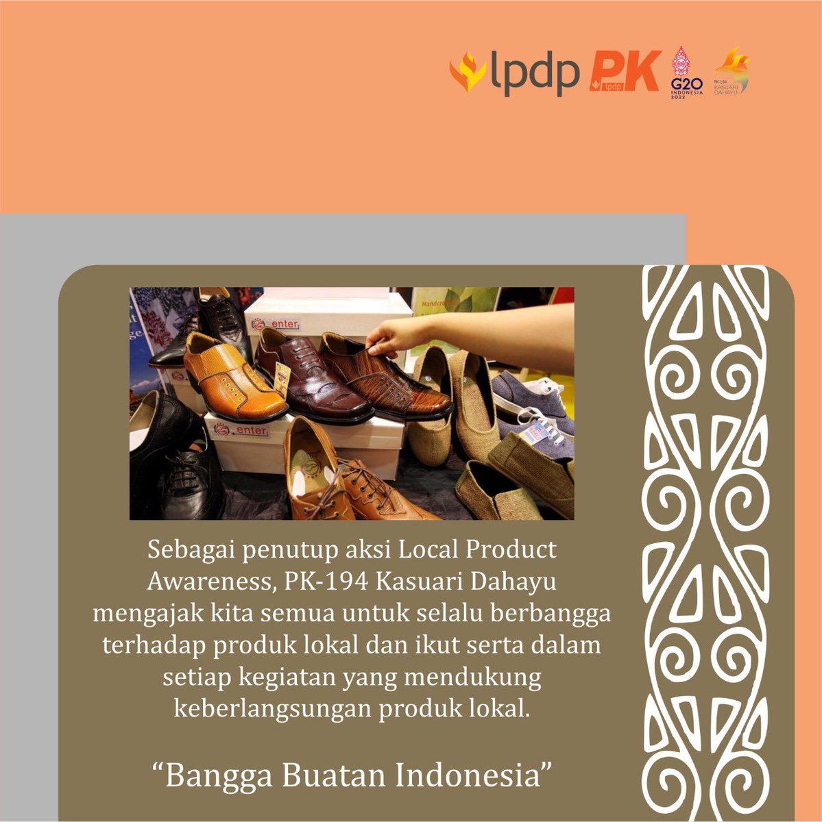 yonavhan's tweet photo. Langkah Kesepuluh Meningkatkan Local Product Awareness

Penguatan regulasi pengembangan industri dalam negeri yang mendukung produk lokal.

“Bangga Buatan Indonesia”

@LPDP_RI @pk194lpdp 
#LPDP #DiriUntukNegeri #AkuPastiMengabdi #SDMUnggulIndonesiaMaju #KasuariDahayu https://t.co/UiiTVW6sXM