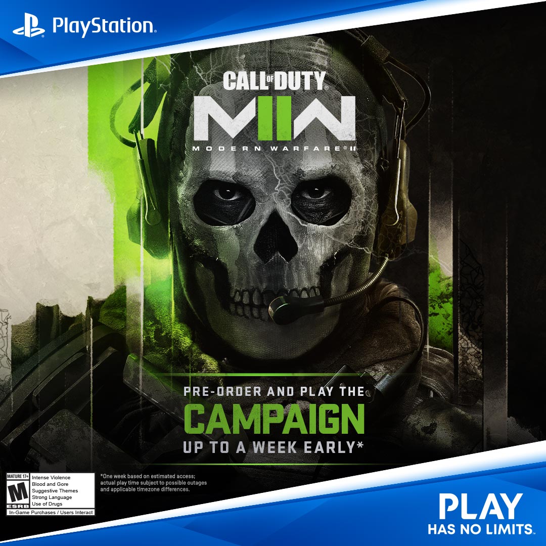 CallofDuty's tweet photo. Pre-order Call of Duty®: Modern Warfare II and get early access to the campaign.