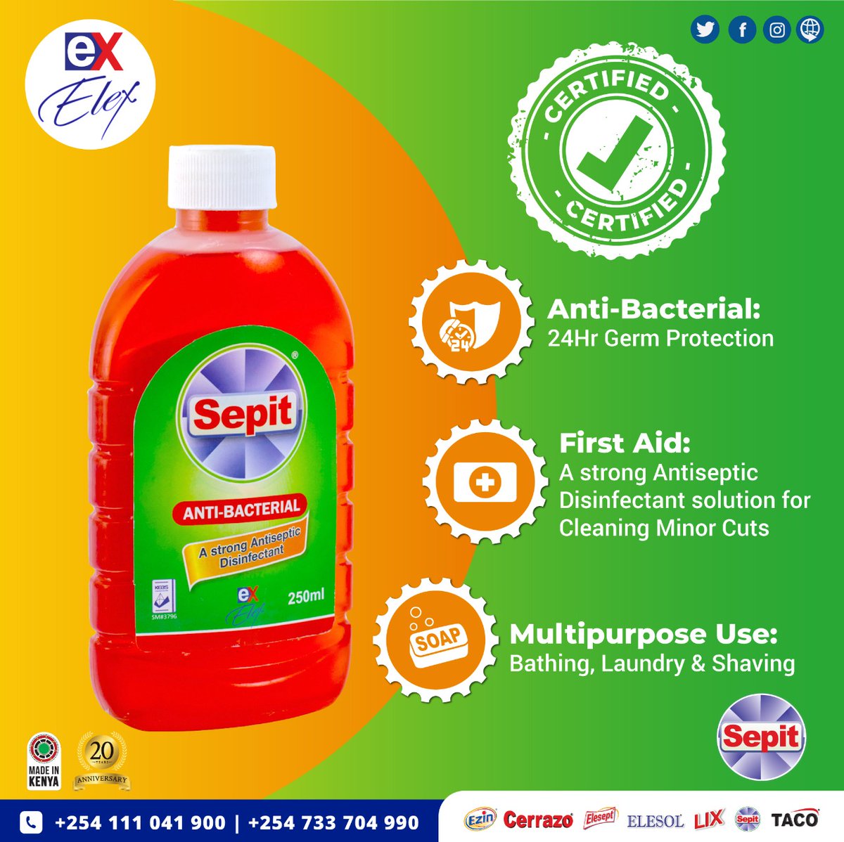 elexproducts's tweet photo. The Sepit Antiseptic liquid offers ultimate protection to you and your loved ones.

Shop online: https://t.co/WOB69rQiFt

#antiseptic #sepit #antibacterial #germkill https://t.co/Hhohw25SqP