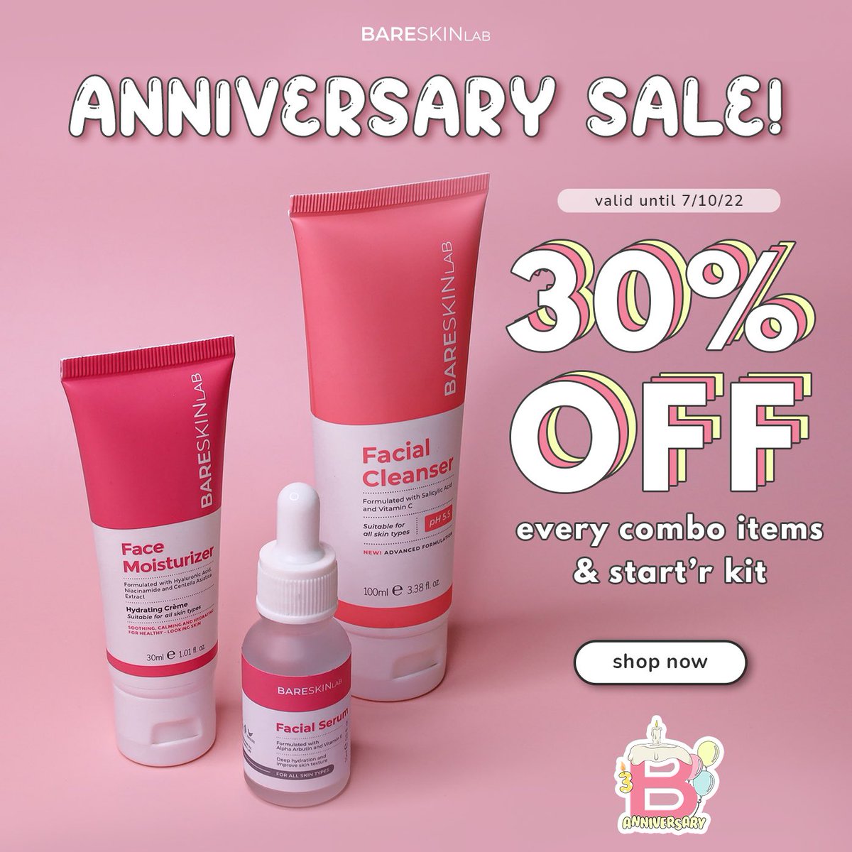 Mybareskinlab's tweet photo. Harini dah last day sale 30% off untuk combo set Bareskinlab. Dengan pembelian mana2 set combo awak dapat join lucky draw untuk menang GOLD COIN daripada HABIB JEWELS ❤️ https://t.co/ceF11YlW7l