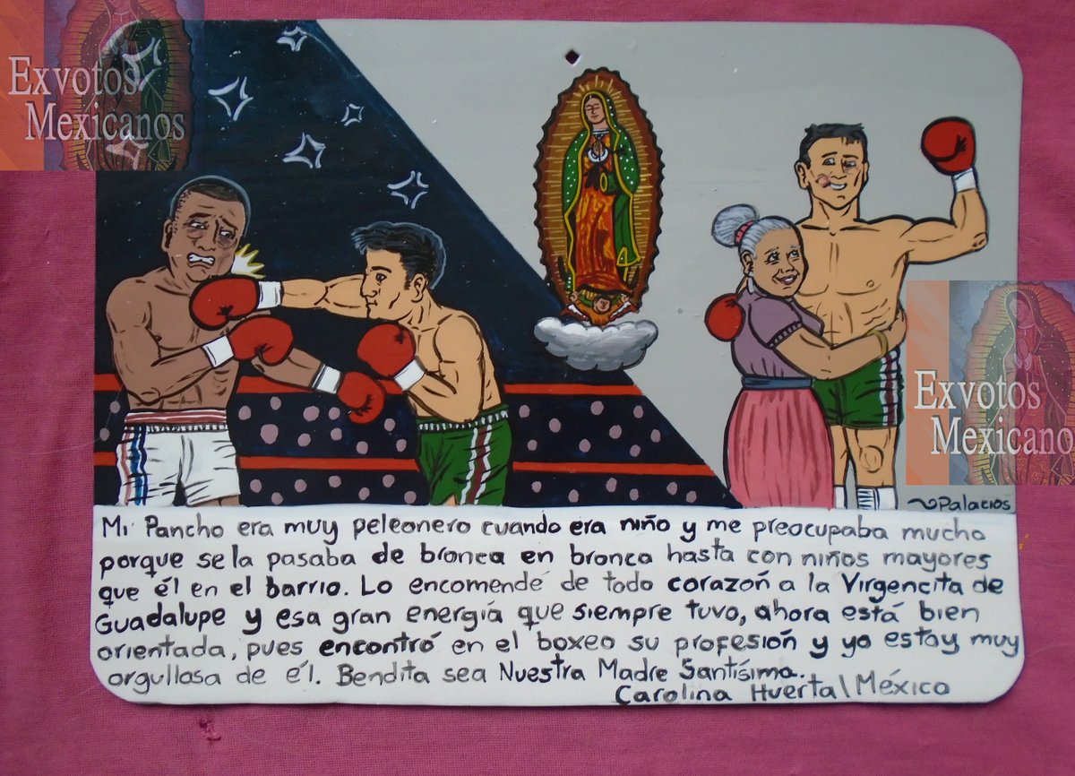 mexicanexvotos's tweet photo. Exvoto pintado a mano en lamina dedicado a la Virgen de Guadalupe, a la venta, medidas: 20x28cms Pieza unica firmada por su autor #art #ArtistOnTwitter #handmade #painting #Mexico #box #boxeador #boxeo #deportes #boxear #virgendeGuadalupe #madreehijo https://t.co/lSE0XKJbz4