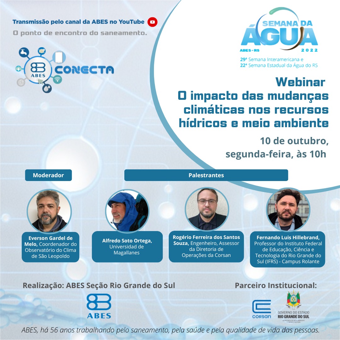 abes_dn's tweet photo. ABES-RS💦 | Confira os eventos online da Semana da Água do RS 2022 no #ABESConecta. Serão quatro encontros. Confira e marque lembrete no YouTube. https://t.co/TQHM3ydiiS