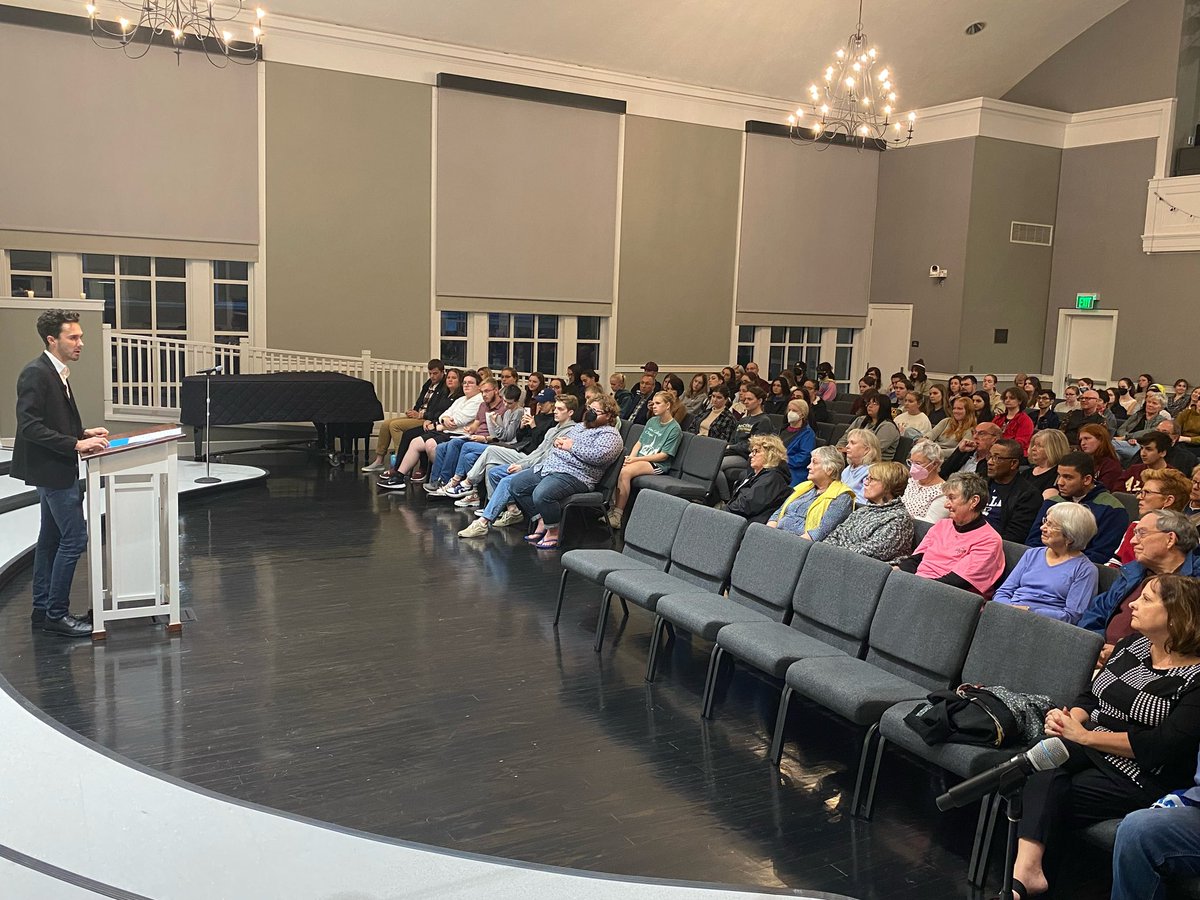 davidhogg111's tweet photo. Thank you to Alma college for inviting me to come out and speak to young people today in Michigan about the importance of showing up at your state legislature and voting! You all give me so much hope for our generation. We’re going to fucking win. https://t.co/52aXrCD99M