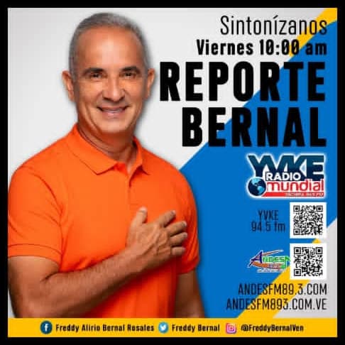 Este viernes #07OCT no dejen de  sintonízar a partir de las 10:AM por la emisora yvke mundial 94.5 fm @ReporteBernal,  con nuestro Gobernador <a href="/FreddyBernal/">Freddy Bernal</a>.
<a href="/Gob_Tachira/">Gobernación del estado Táchira</a>
@tachira_gmas
<a href="/KaremDeBernal/">Karem Durán de Bernal</a>
 #soycomunicadorclap