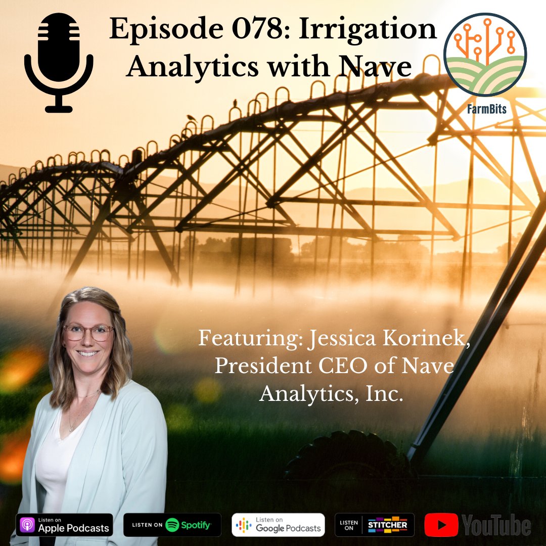 The FarmBits Podcast (@unlfarmbits) on Twitter photo It's release day! Check out Episode 78 as we discuss Irrigation Analytics with <a href="/JessiKorinek/">Jessi Korinek</a>, CEO of Nave Analytics, Inc. During this interview, we hear how Nave is encouraging farmers and experts to take steps that help their management decisions. #irrigation #agtech #FarmBits It's release day! Check out Episode 78 as we discuss Irrigation Analytics with <a href="/JessiKorinek/">Jessi Korinek</a>, CEO of Nave Analytics, Inc. During this interview, we hear how Nave is encouraging farmers and experts to take steps that help their management decisions. #irrigation #agtech #FarmBits