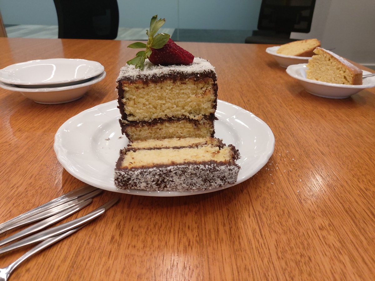 monashunilib's tweet image. Our Digitisation and Collection Management team enjoyed their freshly baked lamington and angel cake while watching the Historical Desserts and Discussion yesterday #BakeMonash #TheGreatRareBooksBakeOff