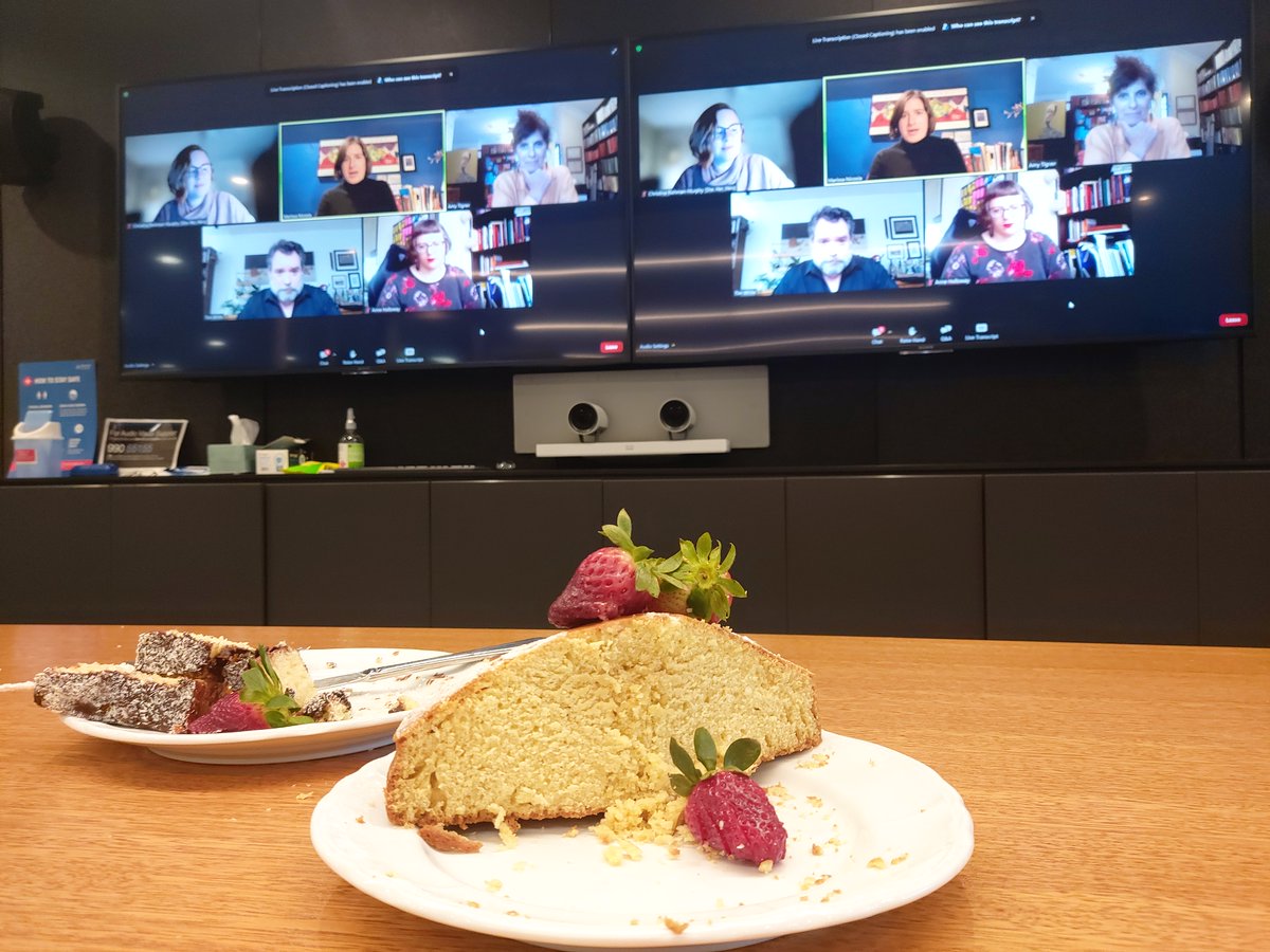 monashunilib's tweet image. Our Digitisation and Collection Management team enjoyed their freshly baked lamington and angel cake while watching the Historical Desserts and Discussion yesterday #BakeMonash #TheGreatRareBooksBakeOff