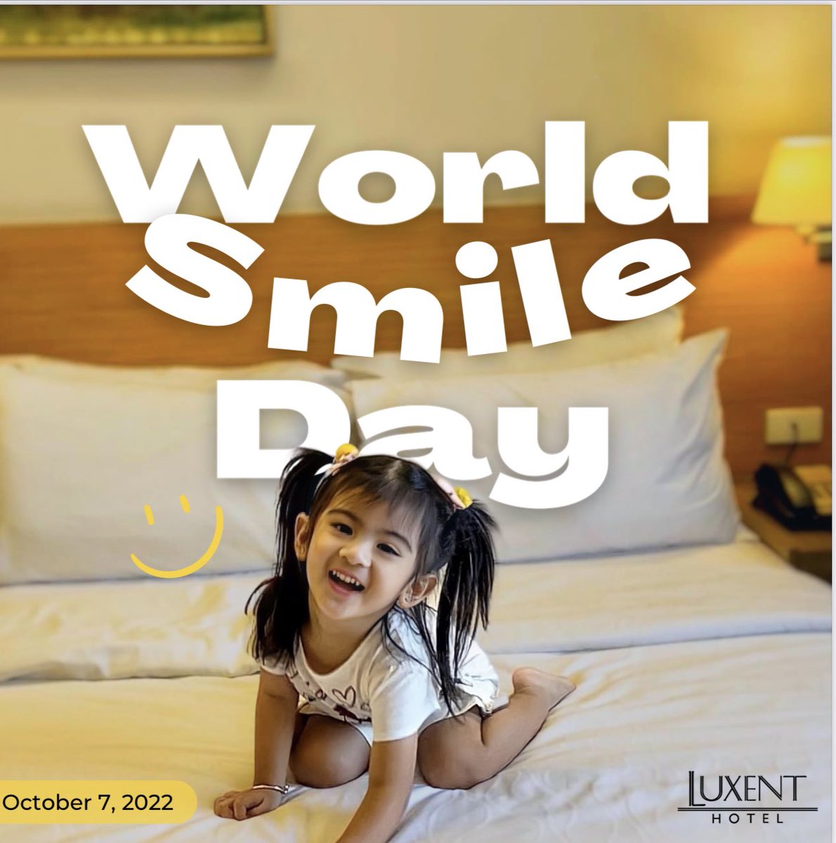 LuxentHotel's tweet photo. Today is World Smile Day. Be it your colleagues, friends or family, show them your beautiful smile.
Greetings from Luxent Hotel Family. https://t.co/WZT1zf1h3S