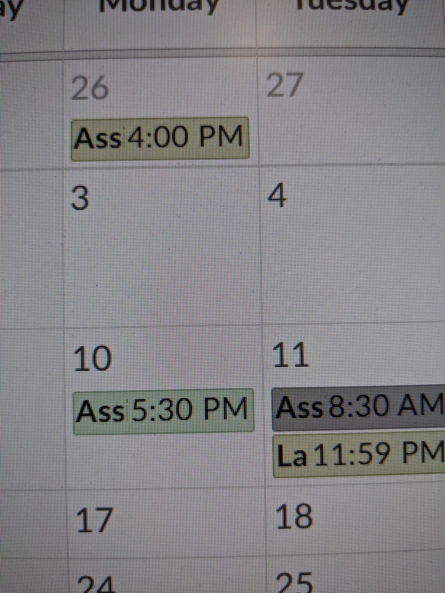 Ass majors be like:

"I got Ass due at 4pm"