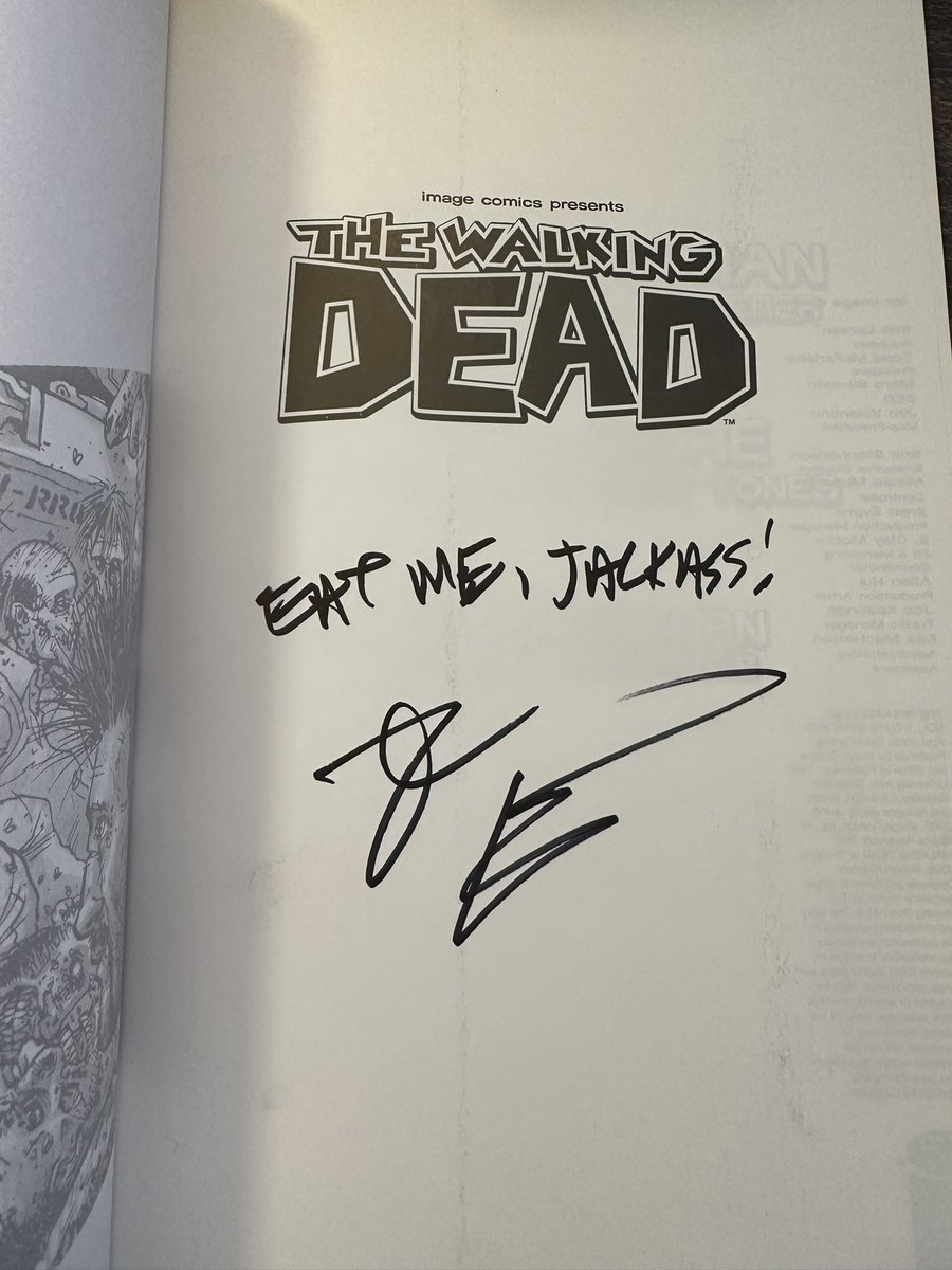 brydeemer's tweet photo. Best comic signature, ever! @RobertKirkman https://t.co/xpJs3CWQJo