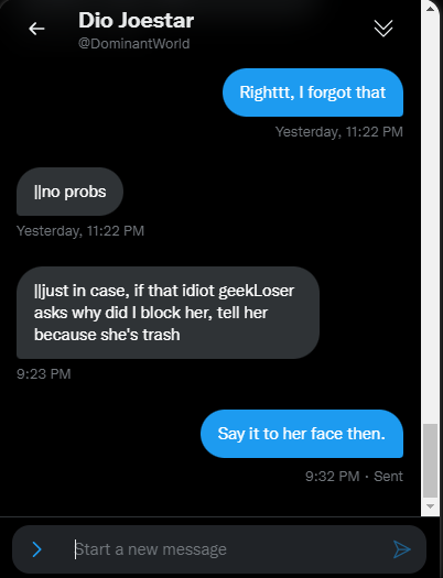 JXSTICEORC's tweet photo. @/DominantWorld tells me to tell @GeekL0ser that they are trash. Don't follow/interact with this guy, period. If he's talking behind one back, he's talking behind EVERYONE's back https://t.co/SK3uKzesJ4