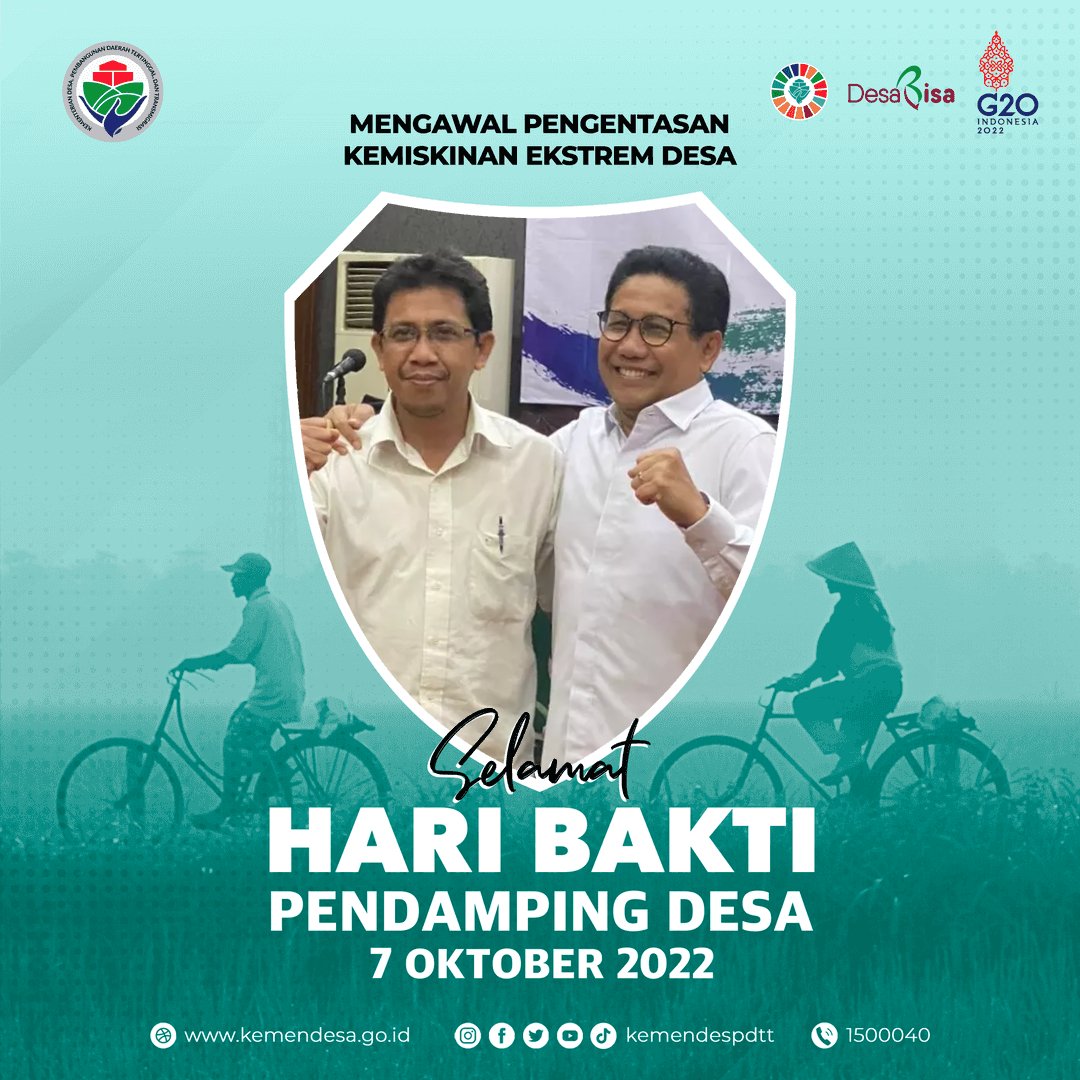 #HariBaktiPendampingDesa 
Desa menjadi berdaya bersama pendamping Desa
<a href="/jokowi/">Joko Widodo</a> 
<a href="/halimiskandarnu/">ABDUL HALIM ISKANDAR</a>