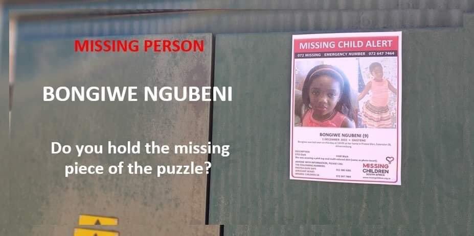 Its been 5 years since Bongiwe Ngubeni (was 9 now 14) went missing on 1 December 2015 at 14h00 from her home in Protea Glen, Extension 26, Johannesburg. Bongiwe Ngubeni, was on her way to a local spaza shop to buy bread. She was never to be seen again. #Amahle #MissingChild