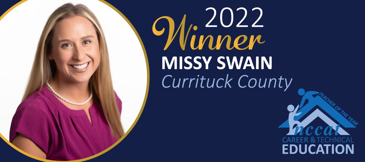 Congratulations to the first #NCCAT Career &amp; Technical Education Teacher of the Year - Missy Swain of <a href="/CurrituckK12/">Currituck County Schools</a> More at bit.ly/3MsMaDn