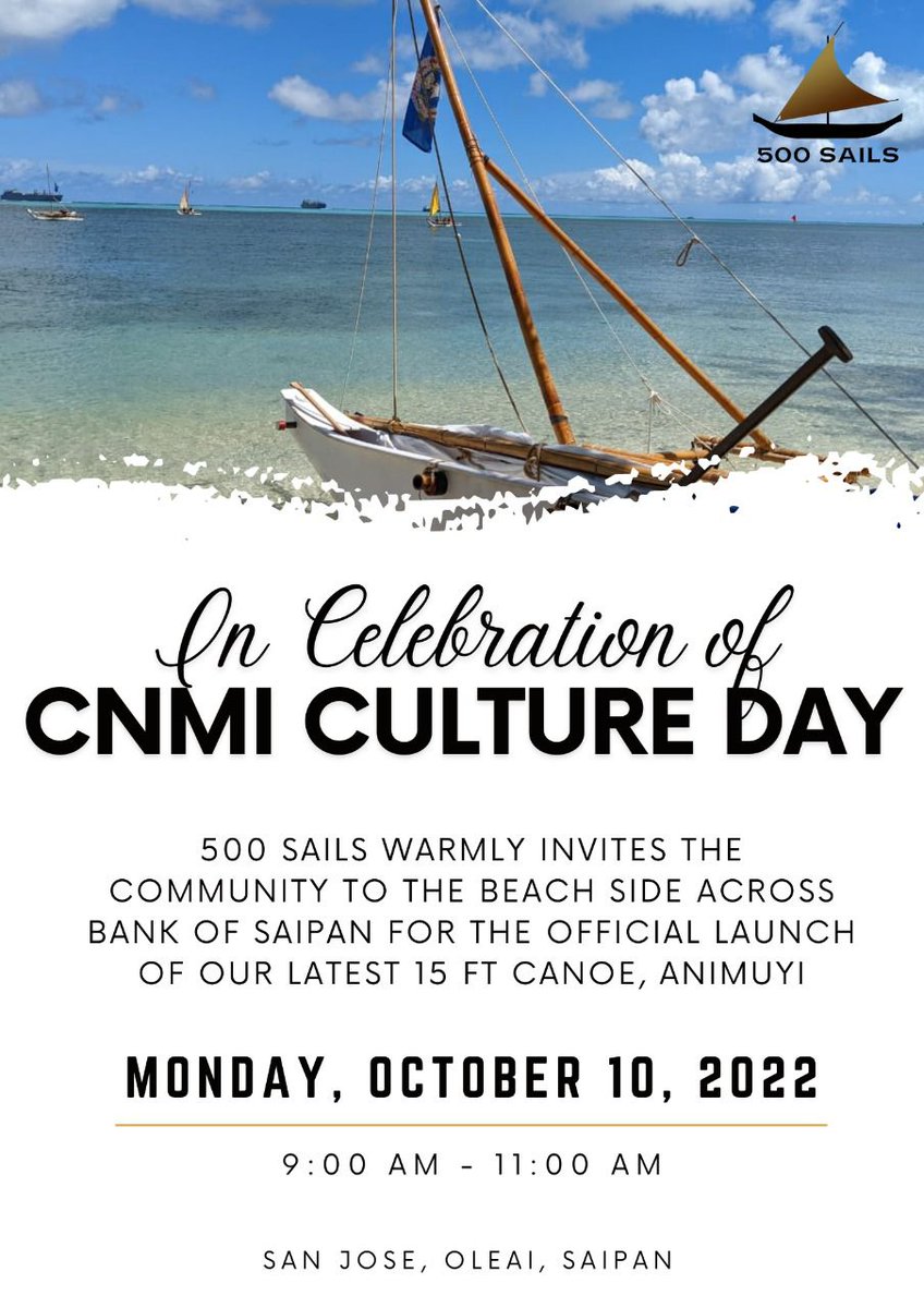 670humanities's tweet photo. If you're on Saipan for Culture Day/Indigenous Peoples Day, don't miss another historic canoe launch in our beautiful lagoon! Grab your sådi, your túúr/téér, your mwáár, and head to the West side! https://t.co/sdZic6D3tH