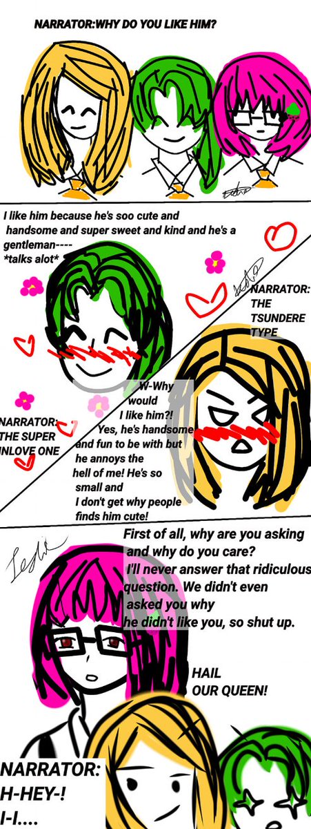 eilselie's tweet photo. My OC's reaction of the question 'WHY DO YOU LIKE HIM?'

I made this out of boredom so-- HAHAHAHAHAHA https://t.co/yjRfz2LJfX