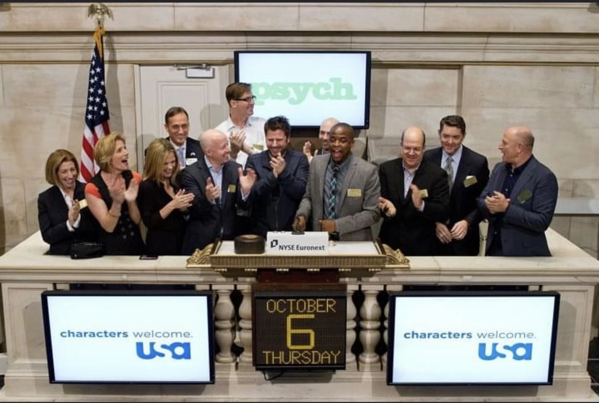 Omundson's tweet photo. On this day in 2011, my #Psych Family and I  brought the sexy back to the ⁦@NYSE⁩ https://t.co/NMrPo5NnVz