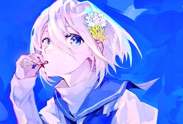 青い瞳……思っていたよりも描いていないな……??寒色系とすれば色々あるかもだが…… 