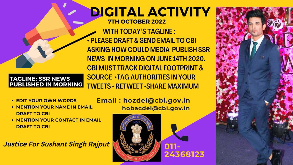 Good Morning Everyone!

Let’s do a digital activity around a crucial piece of evidence that Sushant’s death news was published in the morning of 14th June 2020; case in point The Telegraph. 

TL for the whole day:
SSR News Published In Morning