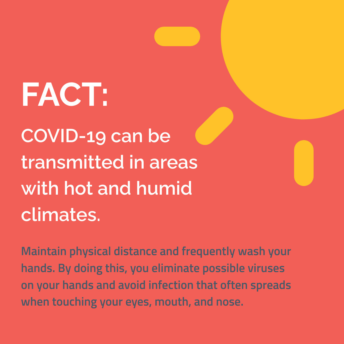 TestandTraceAus's tweet photo. COVID-19 can be transmitted in hot and humid climates too.
#safety #COVID-19 #mythbusters https://t.co/MKvBoiKpG5