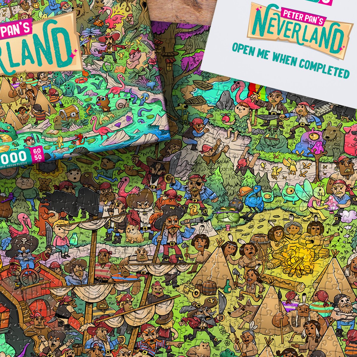 SamuelMilhamArt's tweet photo. Vizzles aren't just normal puzzles - once you finish the huge 1000 piece jigsaw, it doesn't stop there.

Included in the box is a secret envelope full of riddles to solve and locate on the artwork!

#disney #kickstarter #painting #peterpan #jigsaw #puzzle #drawing #illustration https://t.co/gduTDTceTe
