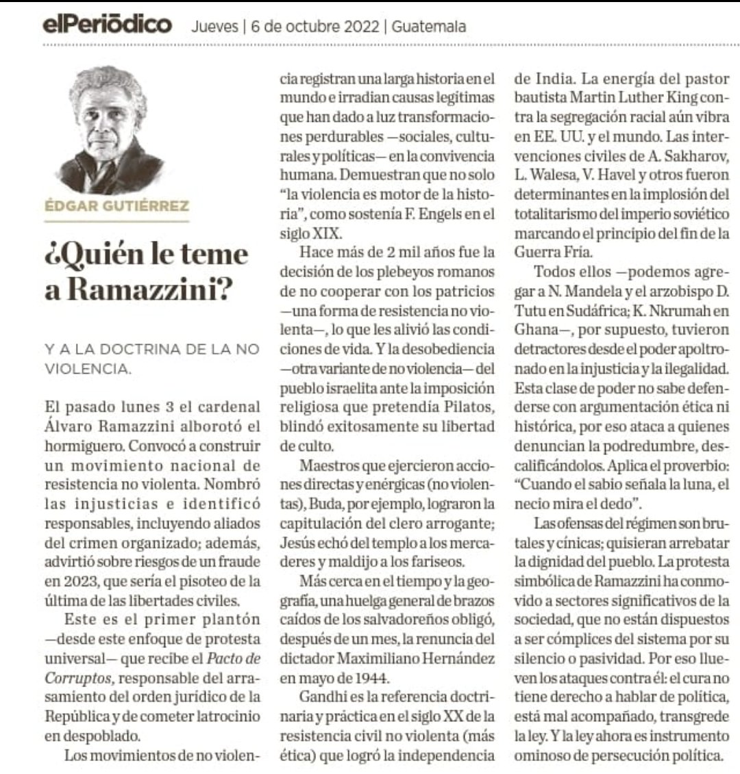 resistencia502's tweet photo. "Las ofensas del régimen son brutales y cínicas; quisieran arrebatar la dignidad del pueblo. La protesta simbólica de Ramazzini ha conmovido a sectores significativos de la sociedad, que no están dispuestos a ser cómplices del sistema por su silencio o pasividad". https://t.co/wRUafGDPL3