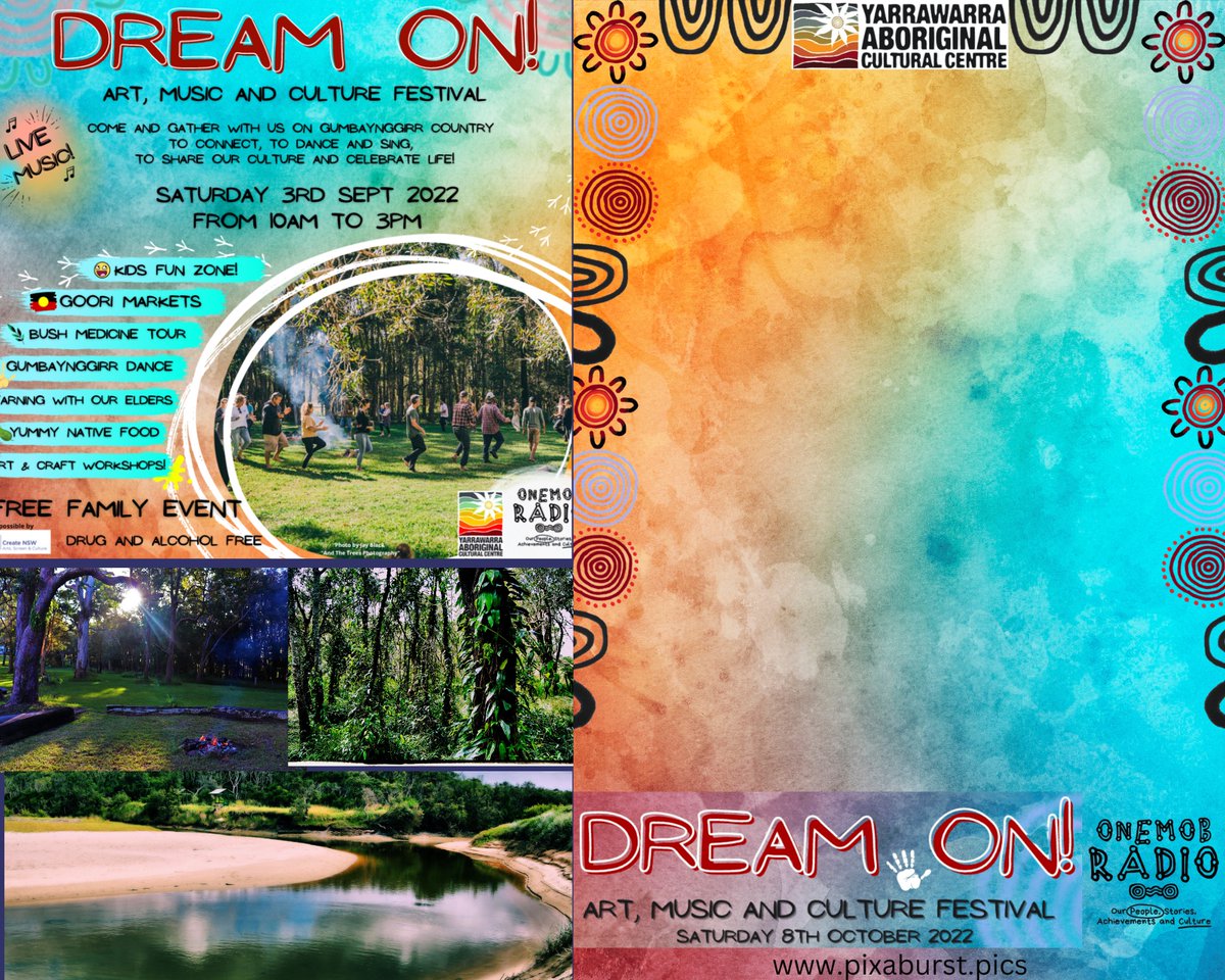 pixaburst's tweet photo. We will have the booth set up tomorrow 8/10th at the Dream On! Art, Music And Culture Festival. Yarrawarra Aboriginal Cultural Centre from 10am - 3pm. (Rescheduled) Check out the custom frames and backdrops we did for this event and if you are in the area come and say hi! https://t.co/4j0dug6ylu