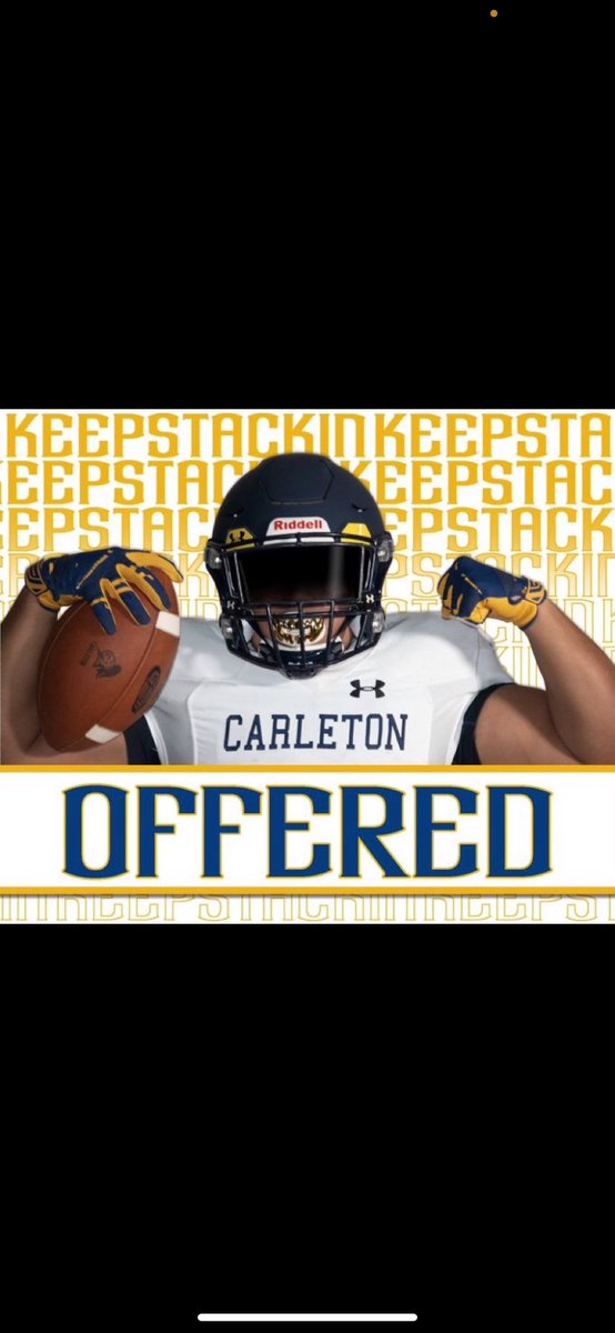 After a great phone call with <a href="/CoachKent56/">Sam Kent</a> I am blessed to receive an official offer to Carleton College‼️#keepstackin <a href="/CoachScargle/">John Scargle</a> <a href="/CoachJournell/">Tom Journell</a> <a href="/Andy_Villamarzo/">Andy Villamarzo</a> @LeopardsFB2022