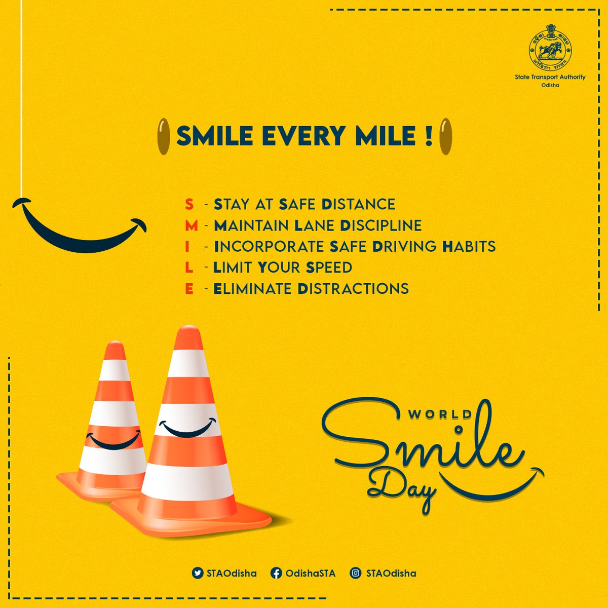 Smile in every mile of your life, follow #RoadSafety rules !

You are the reason for your family's smile. 🙂

#RoadSafetyOdisha 
#DriveSafely #DriveResponsibly

#WorldSmileDay
