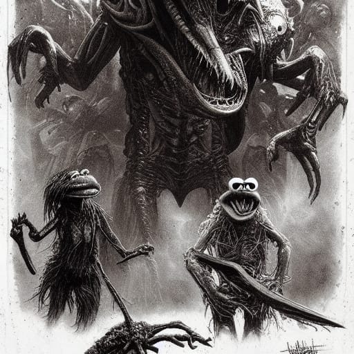 "The Muppets Vs Alien Vs Predator" - made with <a href="/NightCafeStudio/">NightCafe Studio</a> 

#aiart #nightcafe #digitalart creator.nightcafe.studio/creation/VMMb3…