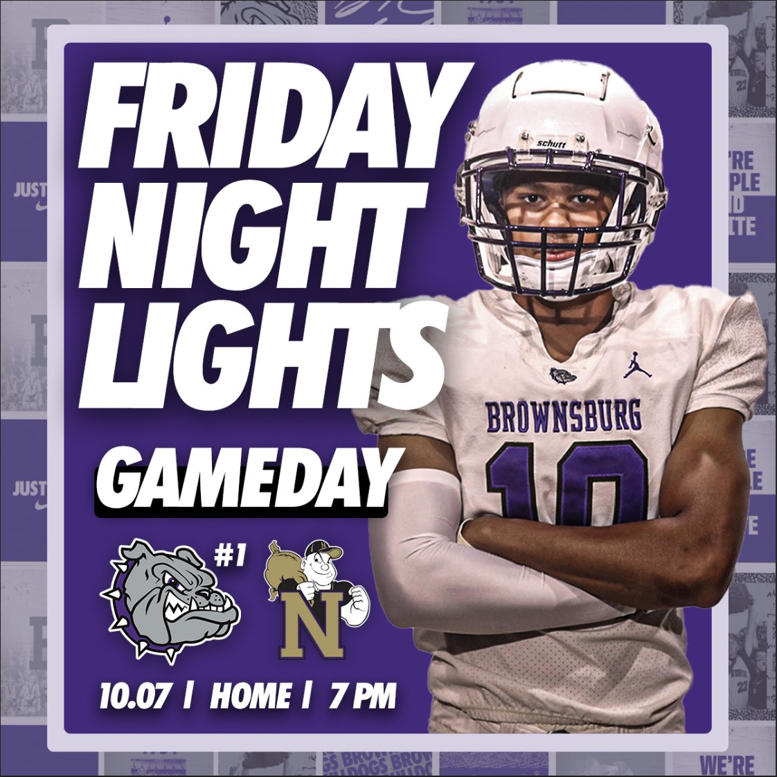 bhsdogs's tweet photo. It's #GAMEDAY 

🏈 » @BHSdogsfootball 
🆚 » Noblesville
📅 » October 7
⏰ » 7:00 PM
📍 » Roark Stadium
🎟️ » https://t.co/4n74e6N4VD

#BulldogTough https://t.co/FIZWavm2aE