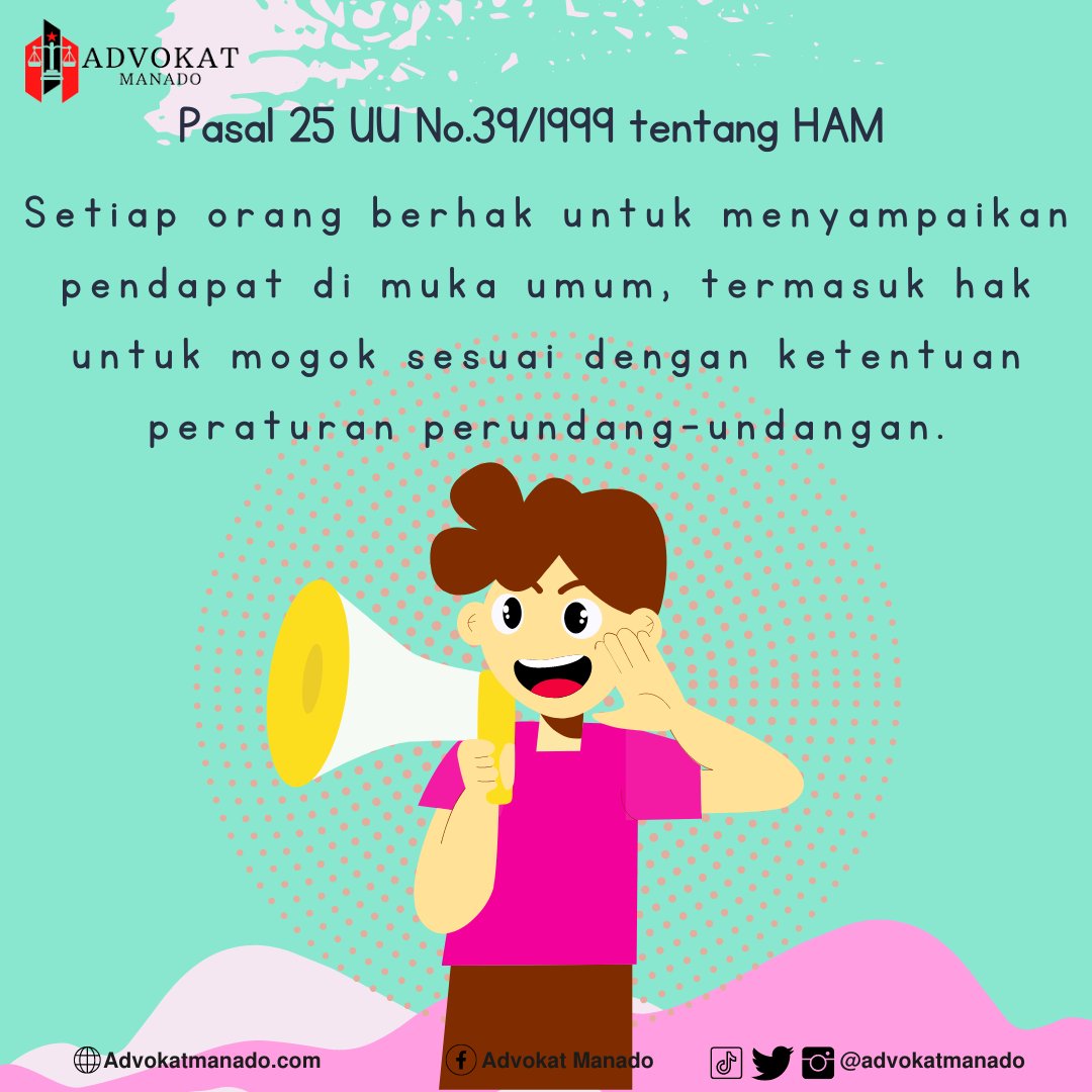 AdvokatManado's tweet photo. Tidak berlaku di negara fasis!
#Hakberekspresi #HakBerpendapat #HAM #AdvokatManado #KonsultanHukum #PengacaraManado #Manado #LawyerManado #KonsultasiHUkum #PasalKaret #Demokrasi #UUITE https://t.co/CtGpGxanJh