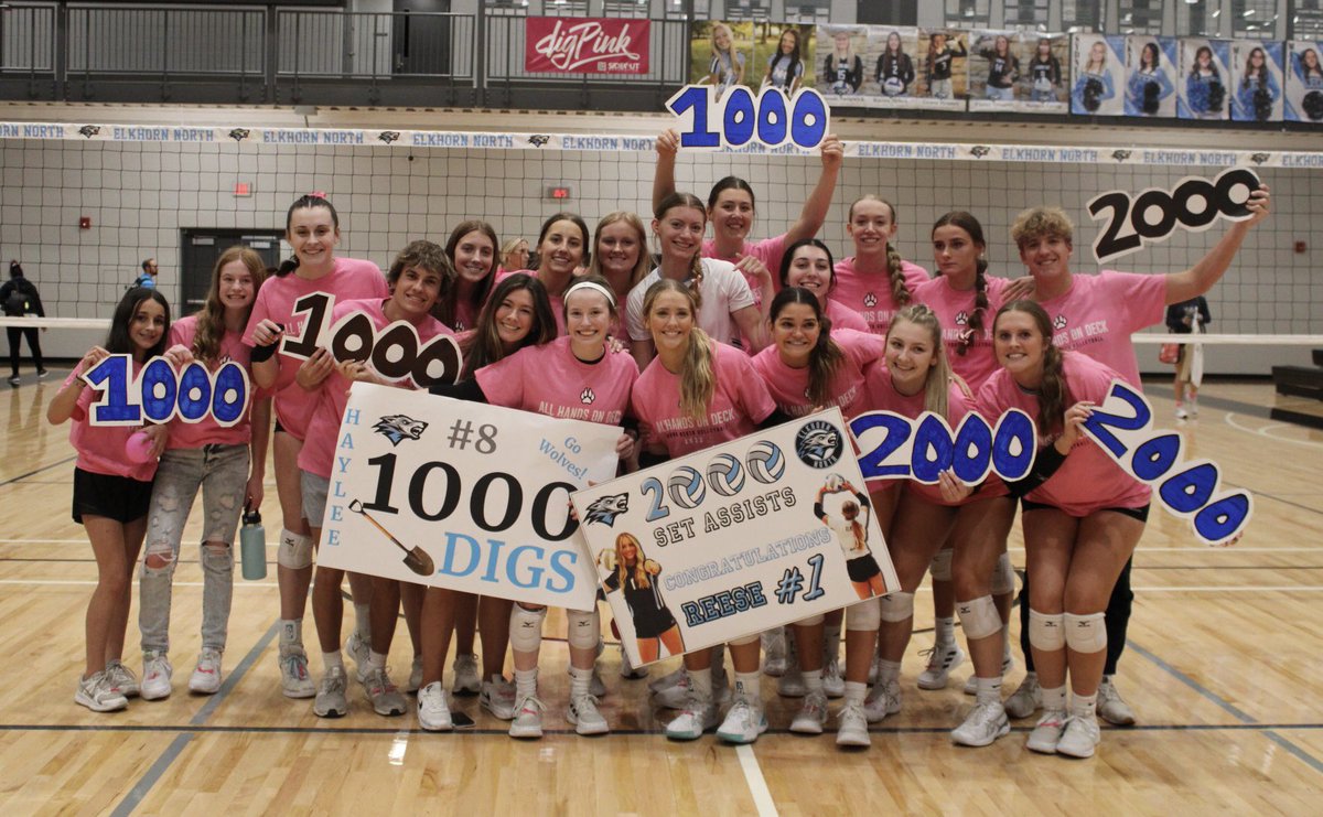 elknorth_vb's tweet image. Productive &amp;amp; fun 🏐 night at Elkhorn North:

Dig Pink 🎀 Night✅
Sweep of Elkhorn South✅
Celebrate 2 players w/ Milestones✅

Congrats to these two Juniors⤵️
@ReeseBooth_ 2️⃣0️⃣0️⃣0️⃣ set assists!

@hayleewolf_ 1️⃣0️⃣0️⃣0️⃣ digs!

Next up:EMC conference tourney on Saturday
#gowolves🐺🏐