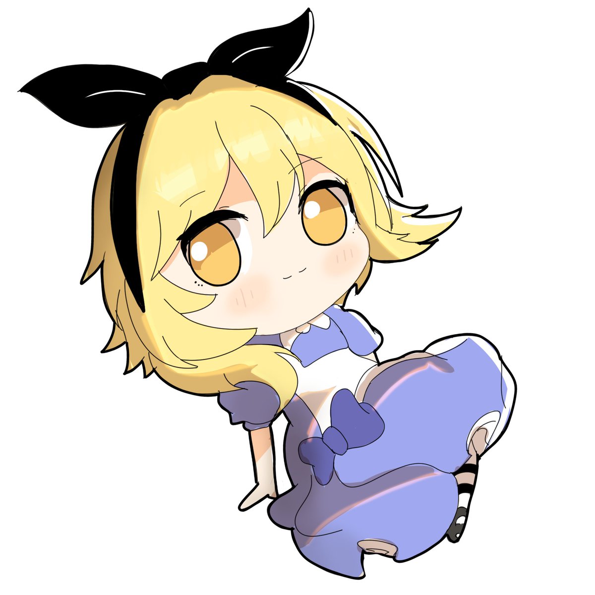 alice (alice in wonderland) 1girl dress blonde hair alice (alice in wonderland) (cosplay) solo smile yellow eyes  illustration images