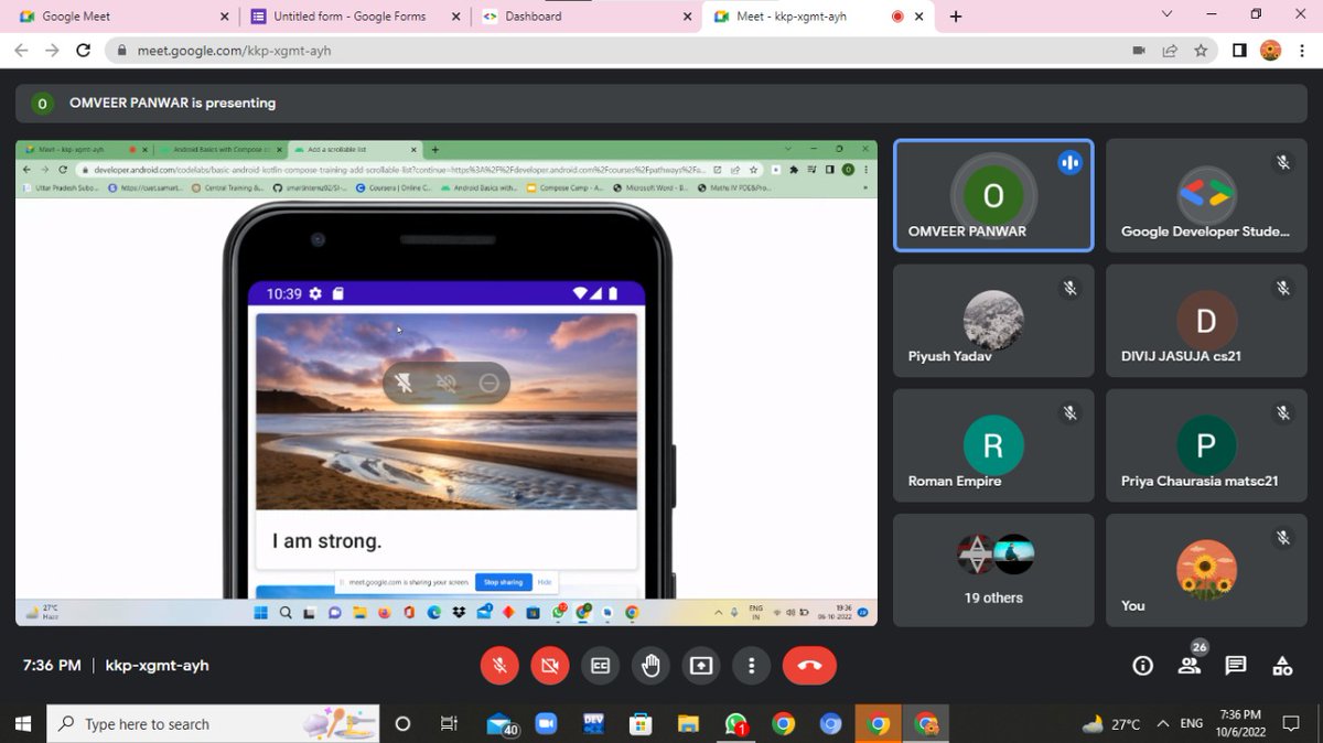 dscpgdav's tweet image. Android Compose Camp 🏕 Session 3 Done Right ✅💫
#Google #googledevelopersstudentclub #Android #ComposeCamp #ComposeCampIndia