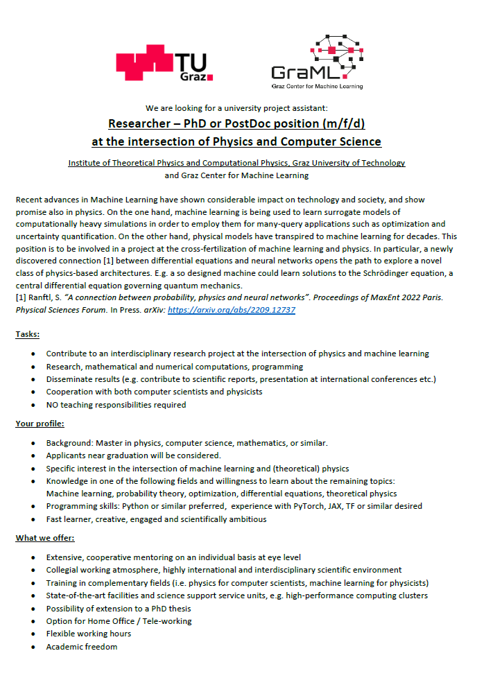 wolkig_'s tweet photo. Great PhD/PostDoc opportunity at the intersection of Machine Learning and computational physics at #TUGraz Cudos to my previous colleague @RanftlSascha for the initiative! Follow here for his latest preprint https://t.co/PY8klaSGdE 

#tugraz #phdpositions #postdocjobs #GraML https://t.co/YaeDsGaYe9