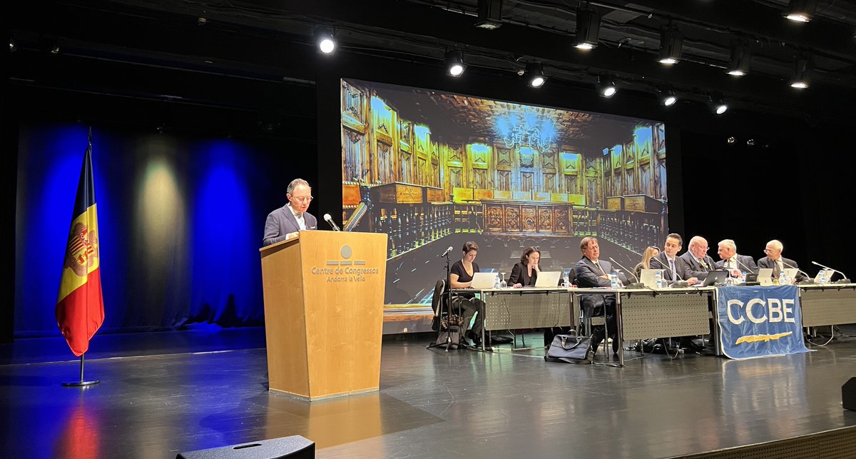 CCBEinfo's tweet photo. #CCBEStandingCommittee today in #Andorra🇦🇩 Opening addresses from Xavier Espot Zamora, Head of the Government, Conxita Marsol Riart,  Cònsol Major del Comú of Andorra la Vella and Sònia Baixench Marco, President of the Bar Association of Andorra. https://t.co/PZvOXIdQCc