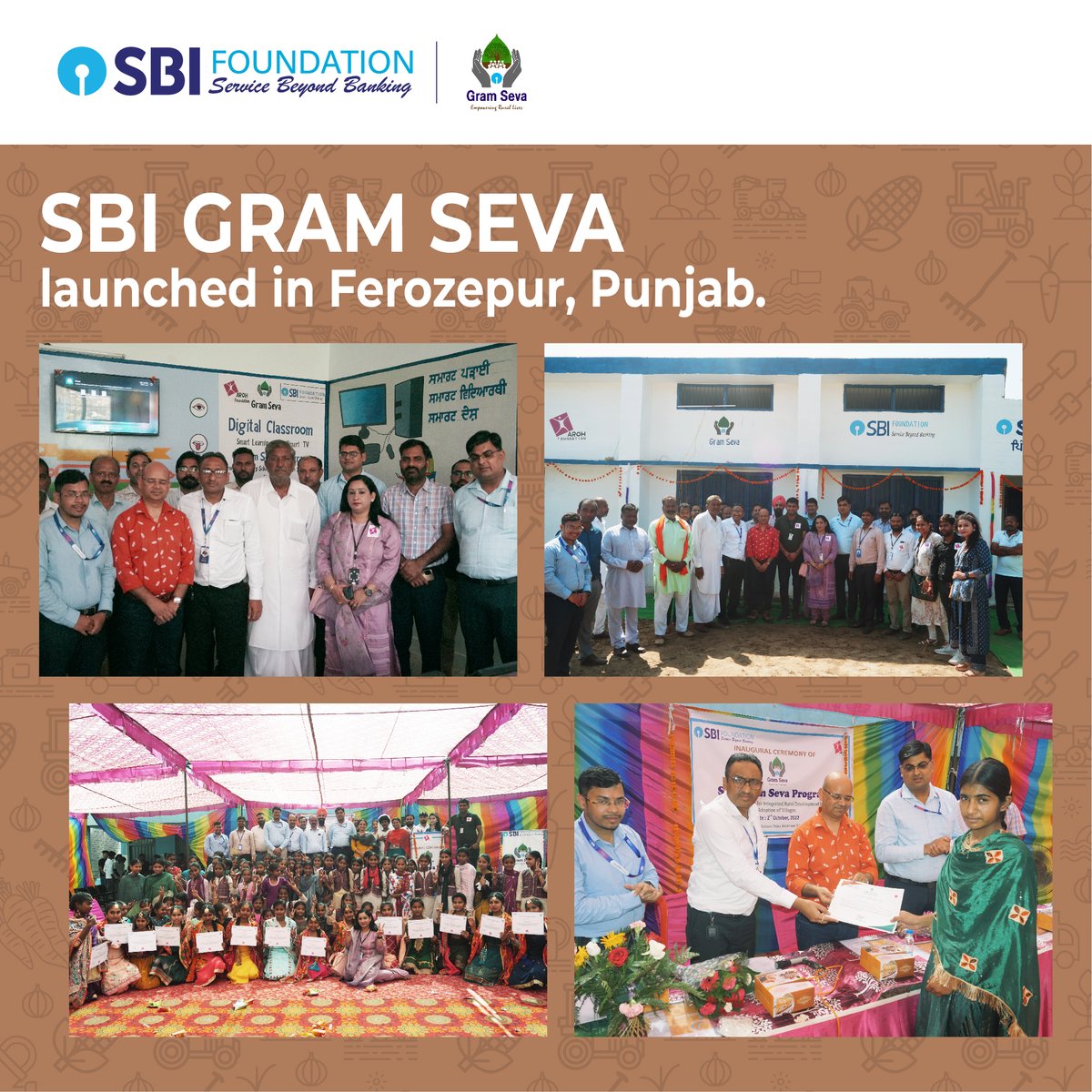 SBI_FOUNDATION's tweet photo. Working towards building self-reliant #atmanirbhar villages across #RuralIndia, our SBI Gram Seva program has been recently launched in Ferozepur, Punjab.
Read more: https://t.co/3mdR5k2SpY
#SBIFoundation #SBIF #SBI #CSR #ServiceBeyondBanking #SBIGramSeva #India #punjab #rural https://t.co/yDvYHbRinC