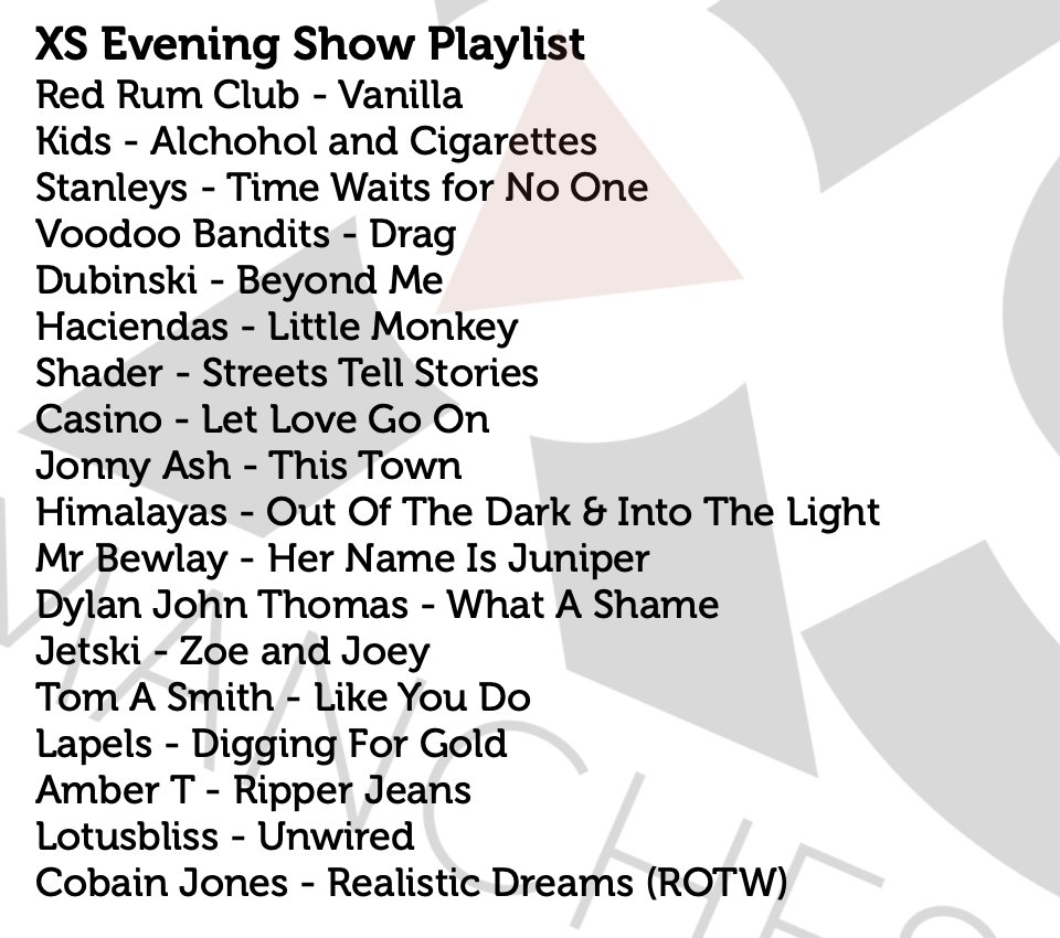 Jim Salveson (@mr_jimbob) on Twitter photo A fresh week and some fresh tunes dropping onto the <a href="/XSManchester/">XS Manchester - 106.1 FM, DAB+ & App</a> #XSEveningShow playlist next week.
New stuff incoming from <a href="/tomasmithmusic/">TOM A SMITH</a> <a href="/jetskitheband/">jetski</a> <a href="/LapelsOfficial/">Lapels</a> <a href="/AmberTmusic/">Amber T ♡</a> and <a href="/lotusblissband/">lotusbliss</a>
Plus the fantastic local talent that is <a href="/Cobain_Jones/">Cobain Jones</a> has by ROTW spot. A fresh week and some fresh tunes dropping onto the <a href="/XSManchester/">XS Manchester - 106.1 FM, DAB+ & App</a> #XSEveningShow playlist next week.
New stuff incoming from <a href="/tomasmithmusic/">TOM A SMITH</a> <a href="/jetskitheband/">jetski</a> <a href="/LapelsOfficial/">Lapels</a> <a href="/AmberTmusic/">Amber T ♡</a> and <a href="/lotusblissband/">lotusbliss</a>
Plus the fantastic local talent that is <a href="/Cobain_Jones/">Cobain Jones</a> has by ROTW spot.