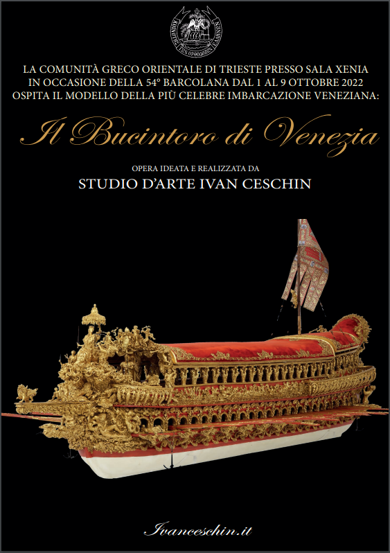 In occasione di #Barcolana54, il Bucintoro di Venezia sarà esposto fino al 9 ottobre in Sala Xenia (via Mazzini, angolo Riva III Novembre) su iniziativa della  Comunità Greco Orientale di #Trieste
🕞Aperta liberamente al pubblico tutti i giorni con orario 9-12 e 14-20.